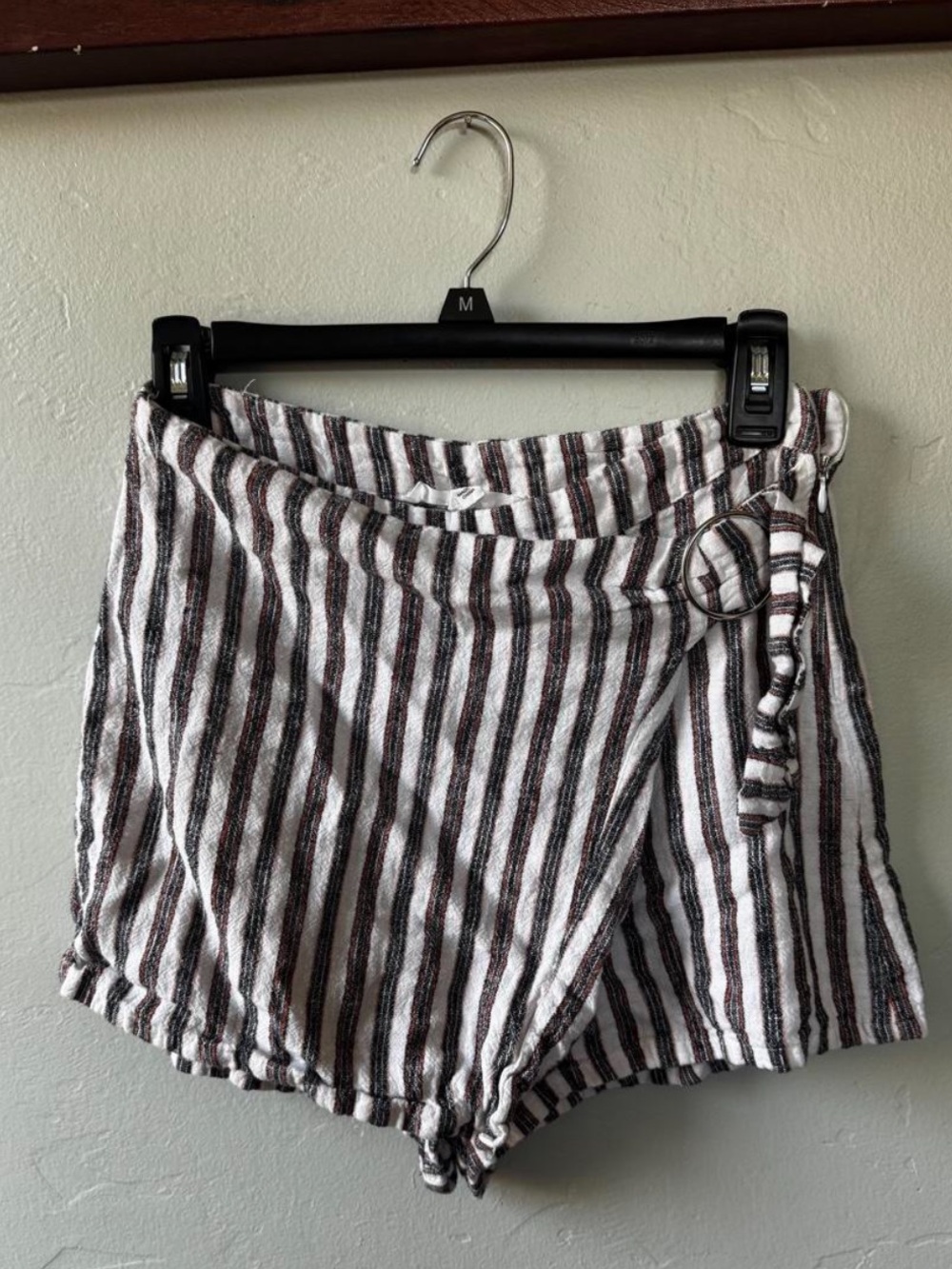 Love Tree White and Brown Striped Wrap Skort